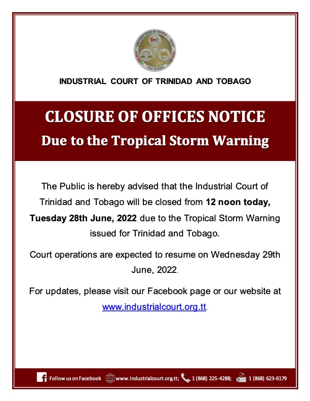 Closure of Offices Storm Warning