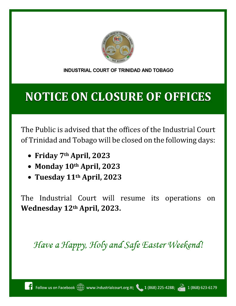 NOTICE OF CLOSURE OF OFFICES Easter 20231024