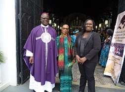 The Right Reverend Claude Berkeley, Bishop of the Anglican Church of Trinidad and Tobago; Ms. Jacque Burgess, Coordinator of the Network of NGOs for the Advancement of Women and Her Honour Mrs. Deborah Thomas-Felix, President of the Industrial Court